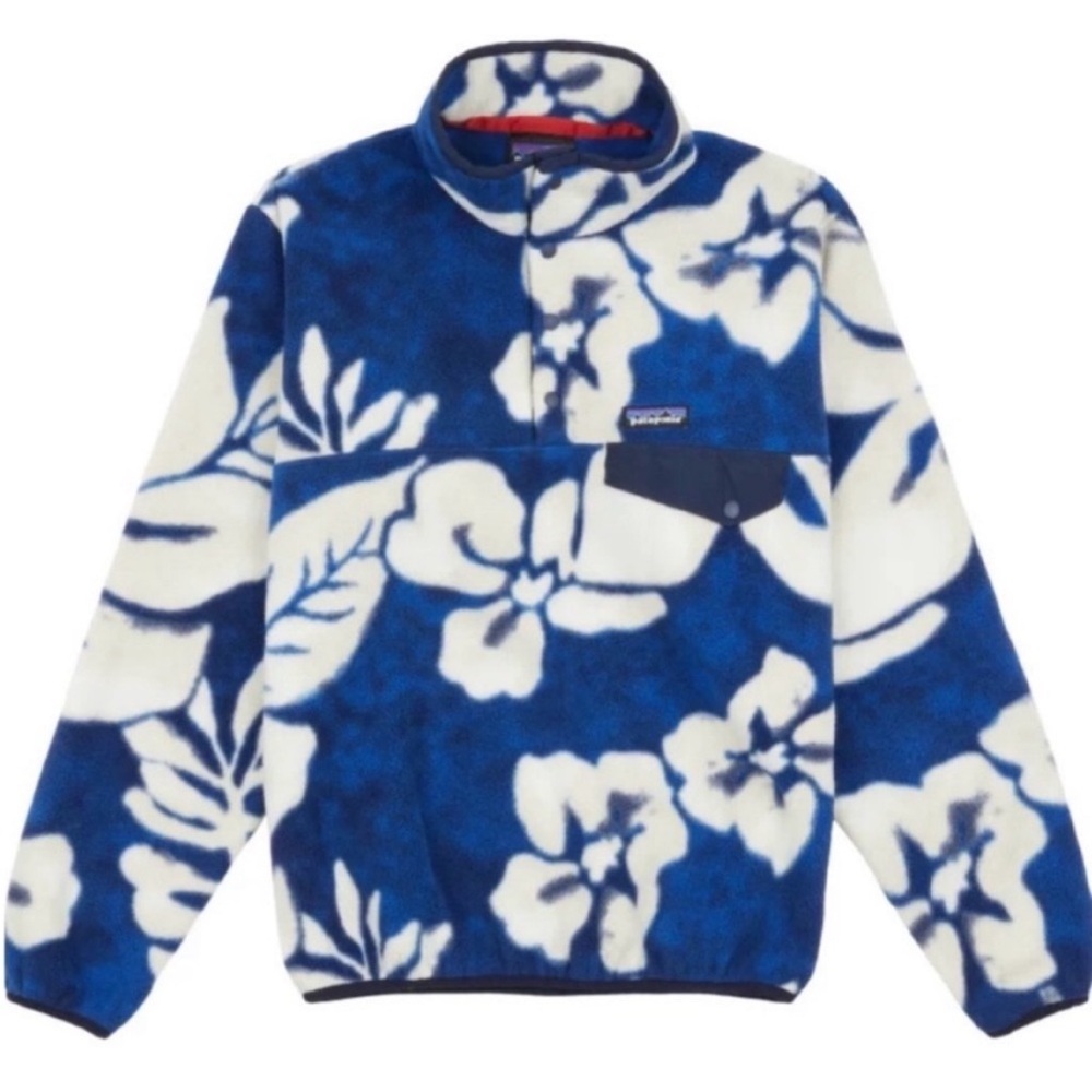 Patagonia Synchilla Jacket Men's Spice Garden Navy Blue White Fleece Small